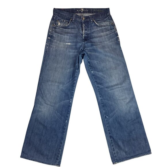 7 For All Mankind  Relaxed WIDE LEG  Jeans Womens 29 Medium Wash Denim 100% Cott - Picture 2 of 12